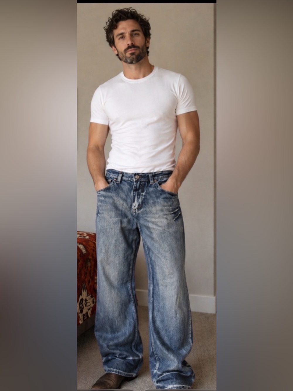 Men's Blue Distressed Jeans